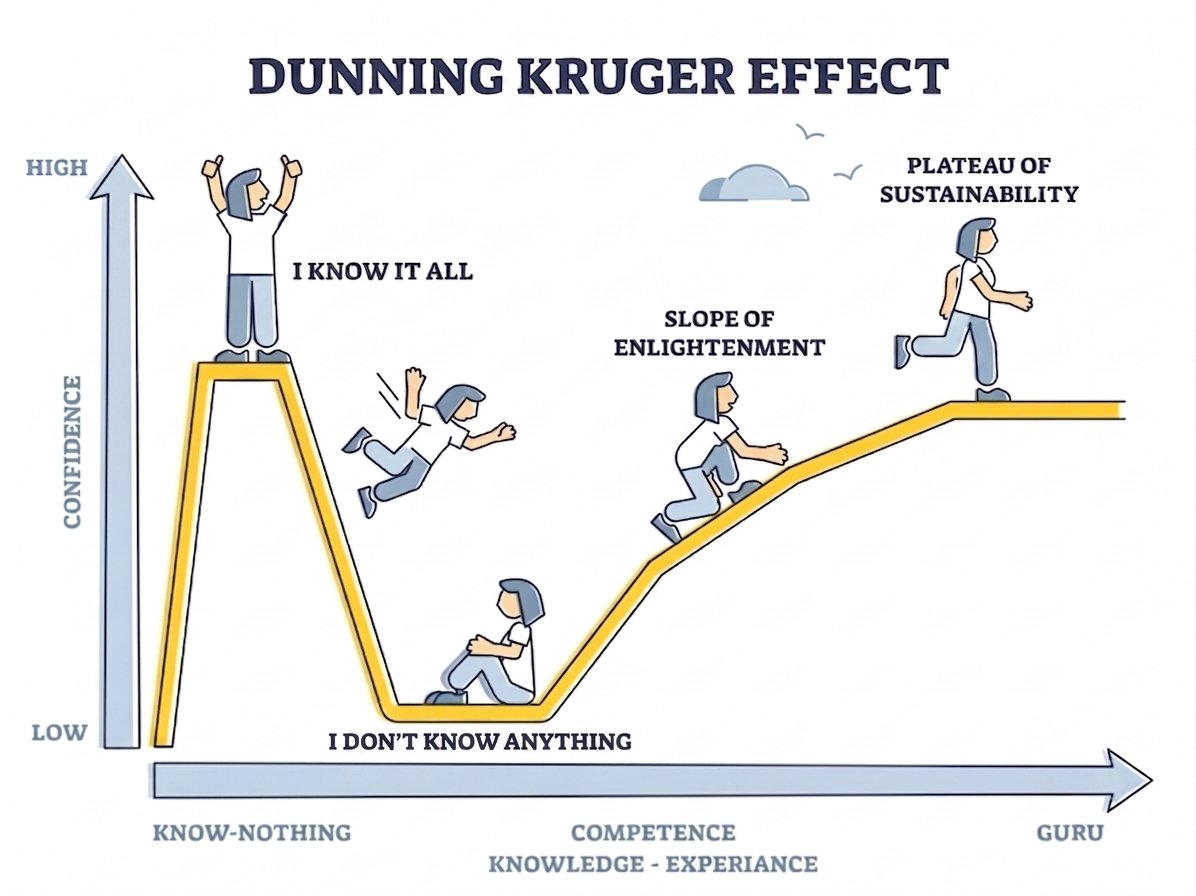 The Dunning-Kruger Effect curve: confidence vs. competence